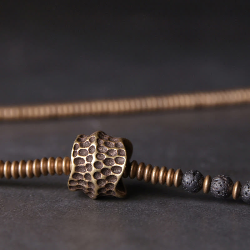 Vintage Lava Rock Brass Copper Healing Multilayered Bracelet