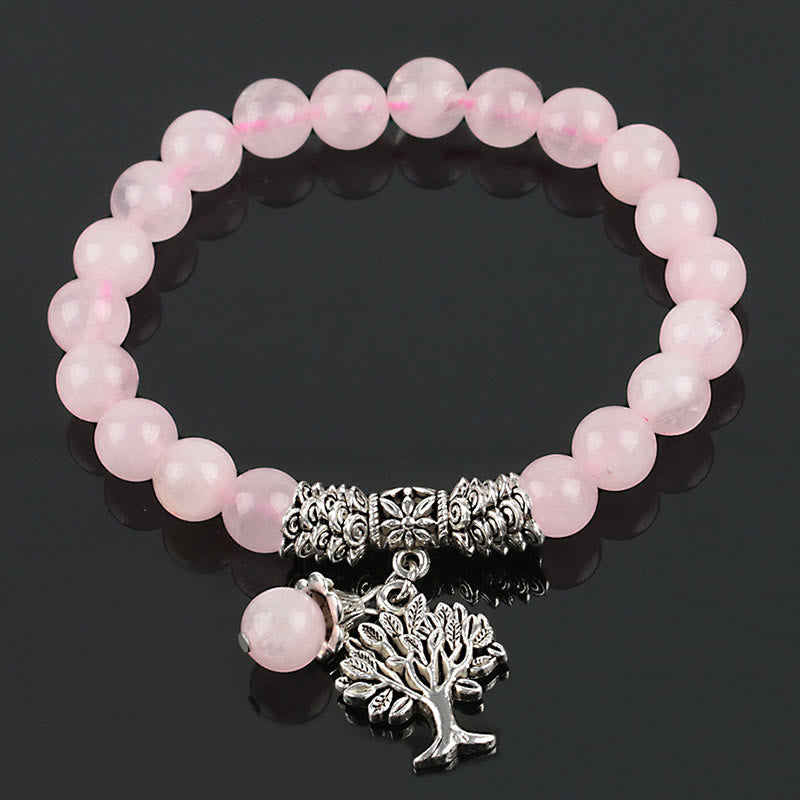 Natural Gemstone Tree of Life Lucky Charm Stretch Bracelet