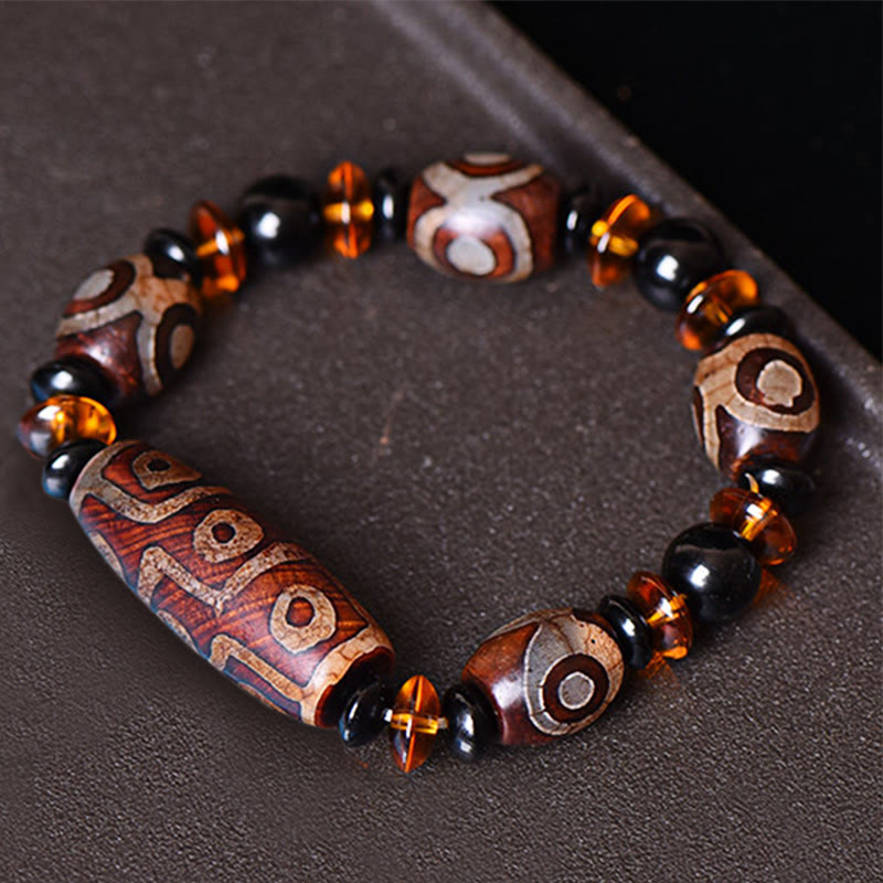 Tibetan Retro Natural Nine-Eye Dzi Bead Blessings Bracelet