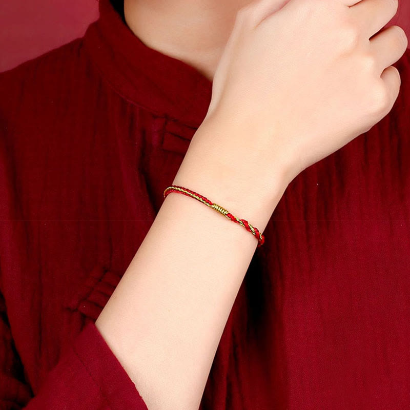 Handmade Chinese Zodiac Braided Red String Bracelet: Dragon Rabbit Rat Horse Rooster