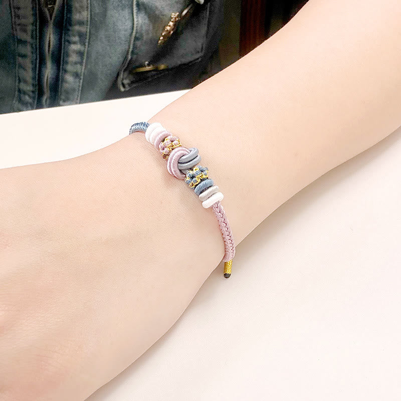 Two-Color Rope Handcrafted Eight Thread Peace Knot Luck Connection Bracelet