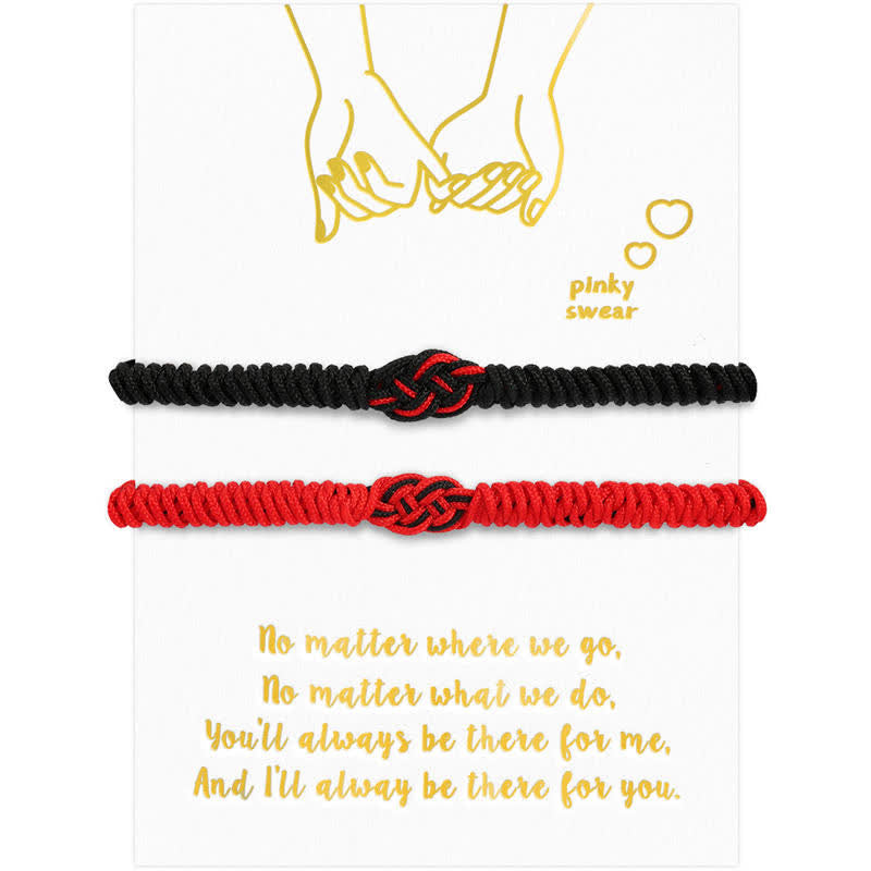 Handmade Tibetan Endless Knot Red String Bracelet Set for Couples, 2Pcs