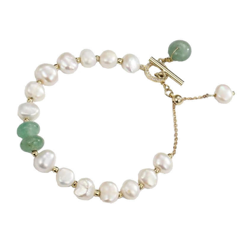 Pearl Green Strawberry Quartz Bead Healing Chain Bracelet