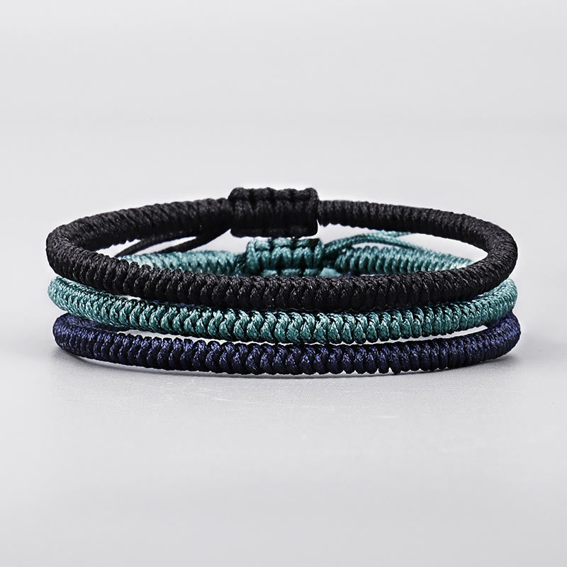 Handcrafted Tibetan Vajra Knot Adjustable Cord Bracelet 3-Piece Set