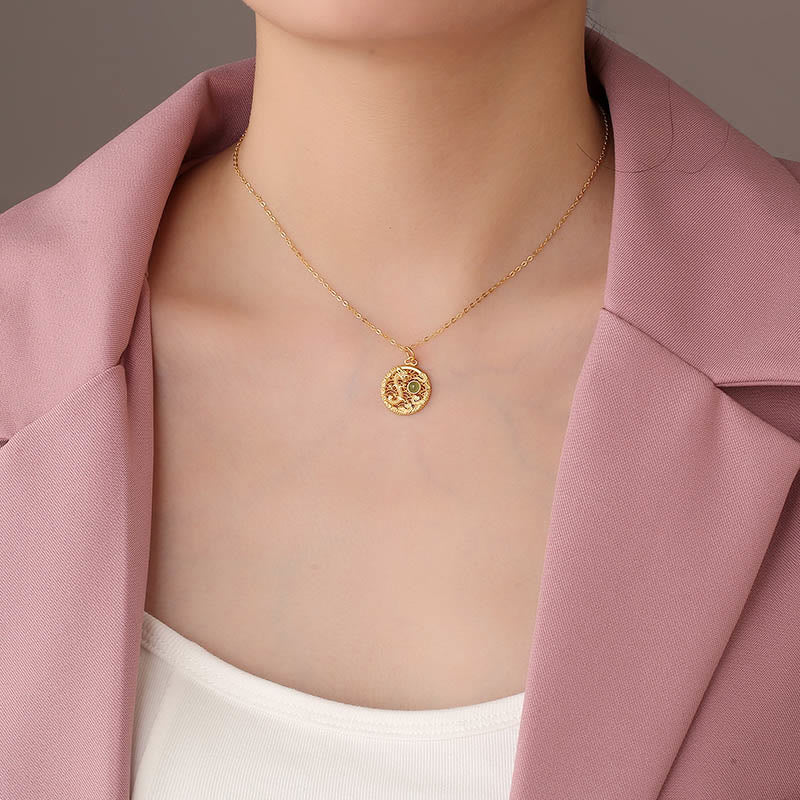 925 Sterling Silver Year Of The Dragon Auspicious Clouds Hetian Jade Inlaid Luck Necklace Pendant