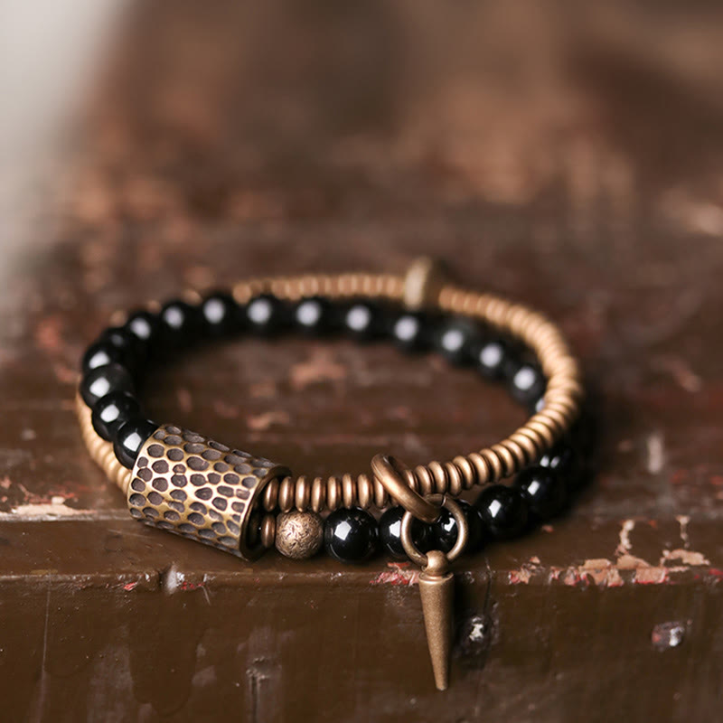 Rainbow Obsidian Copper Inner Peace Healing Double Layer Bracelet