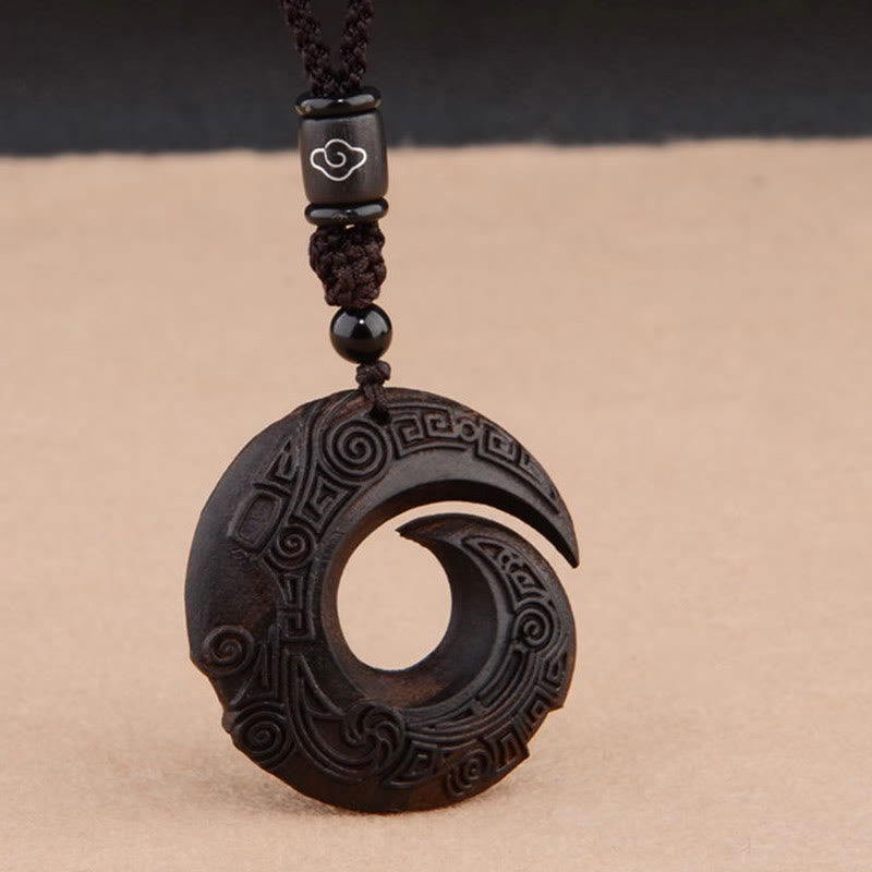 Small Leaf Red Sandalwood Ebony Wood One's Luck Improves Design Patern Protection Necklace Pendant