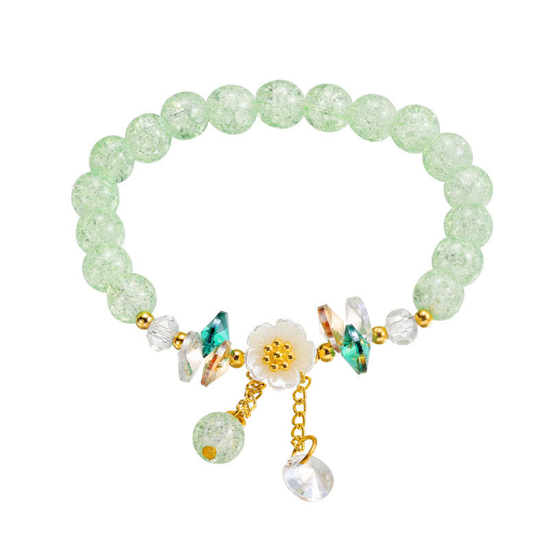 Simple Design Flower Charm Glass Bead Bracelet