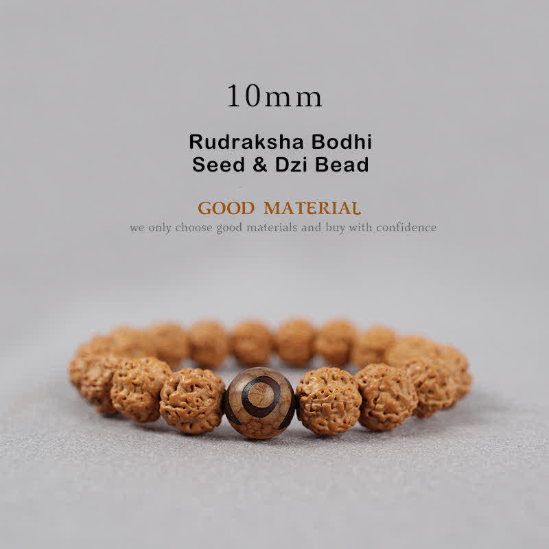 Tibet Rudraksha Bodhi Seed Dzi Bead Amber Turquoise Wealth Bracelet