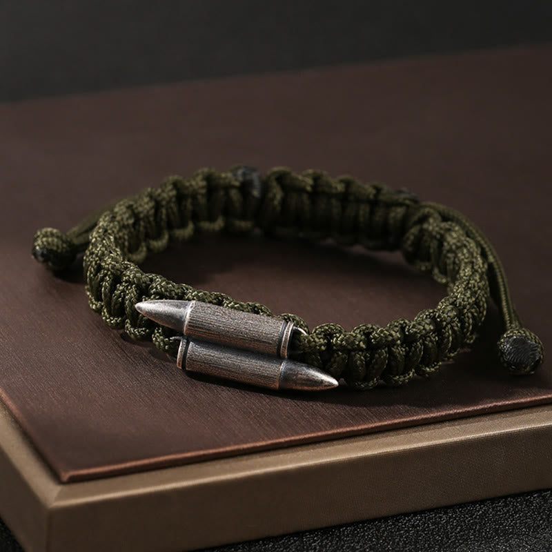 Minimalist 925 Sterling Silver Bullet Design Braided Rope Bracelet