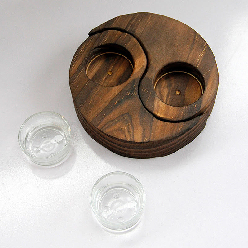 Yin Yang Wood Candle Holder Meditation Rituals Use Items (Extra 35% Off | USE CODE: FS35)