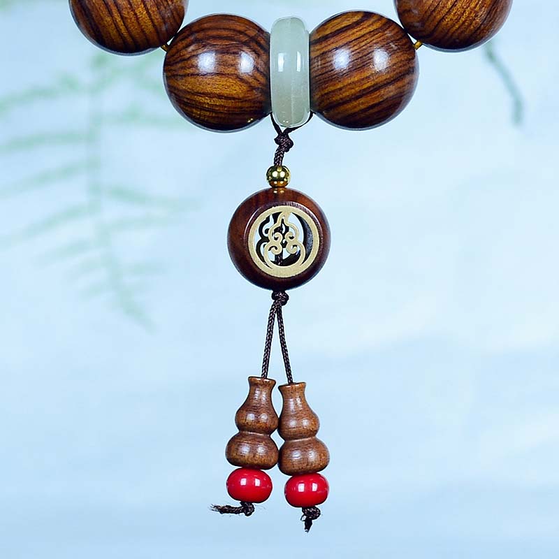Rosewood Warmth Calm Gourd Charm Bracelet