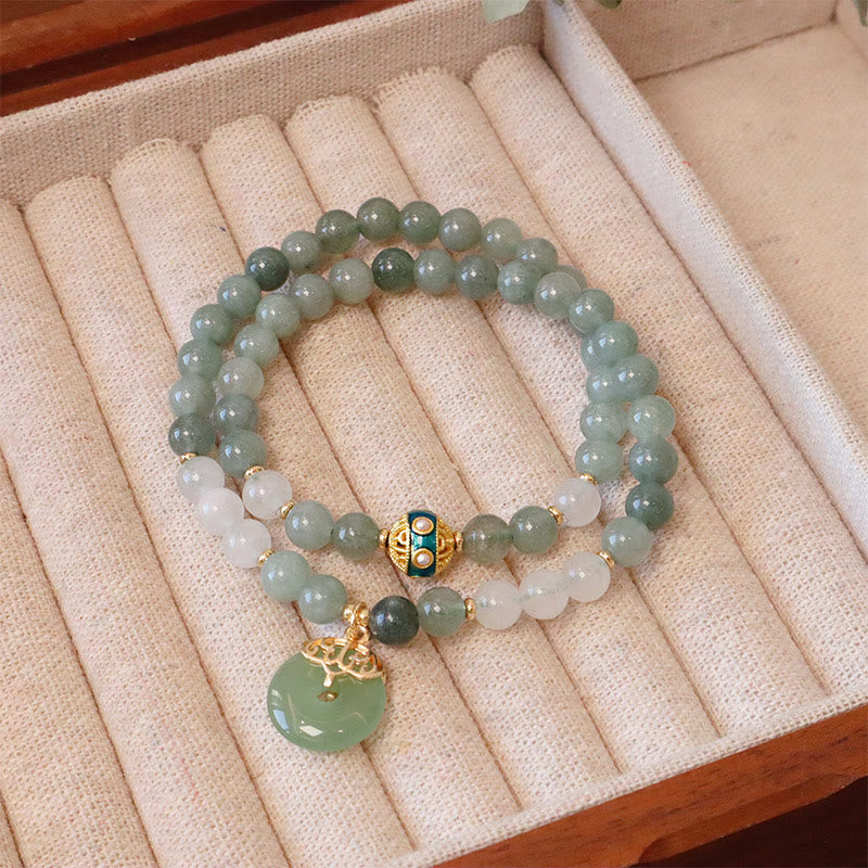 Single Double Layer Jade Peace Buckle Luck Bracelet