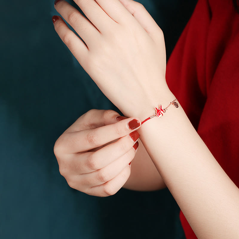 925 Sterling Silver Color-changing Chinese Zodiac Luck Protection Red String Chain Bracelet