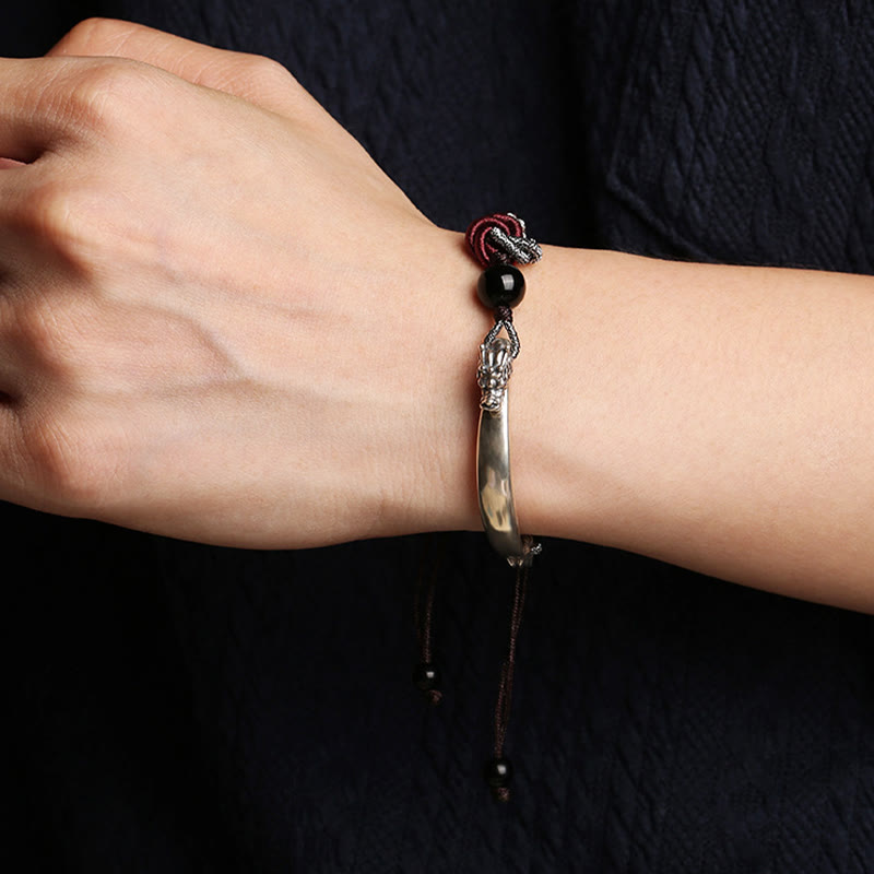 925 Sterling Silver Auspicious Dragon Success Handcrafted Braided Bracelet