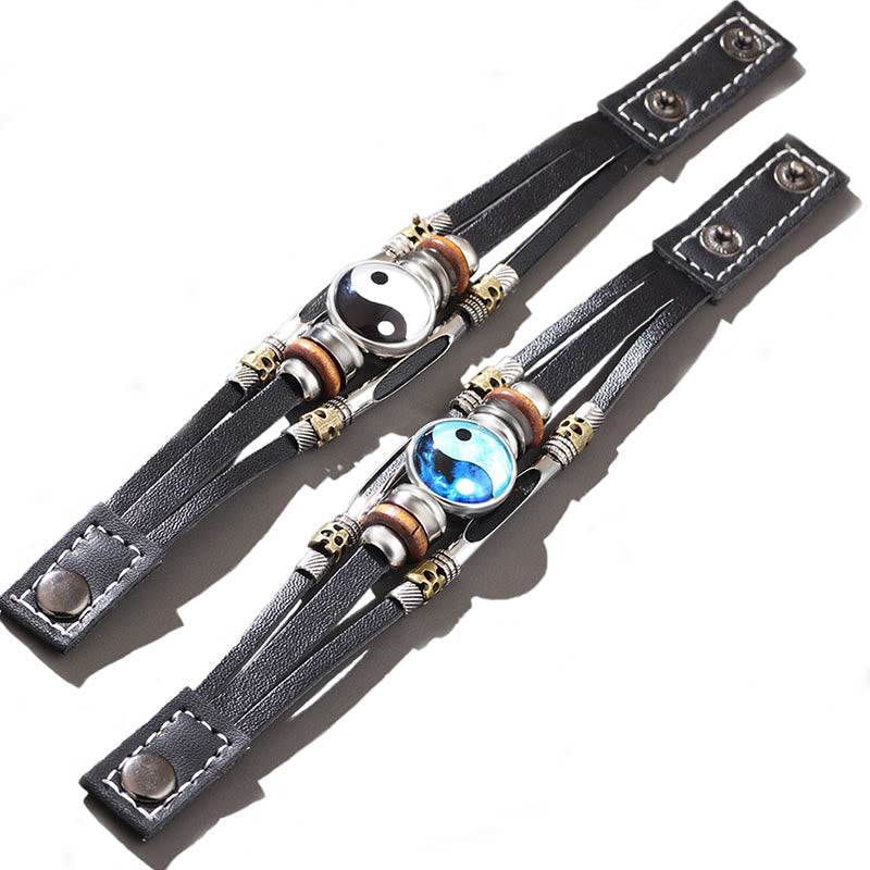 Yin Yang Leather Balance Bracelet