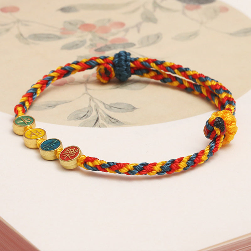 Handmade Dunhuang Art Inspired Vibrant Braided String Bracelet