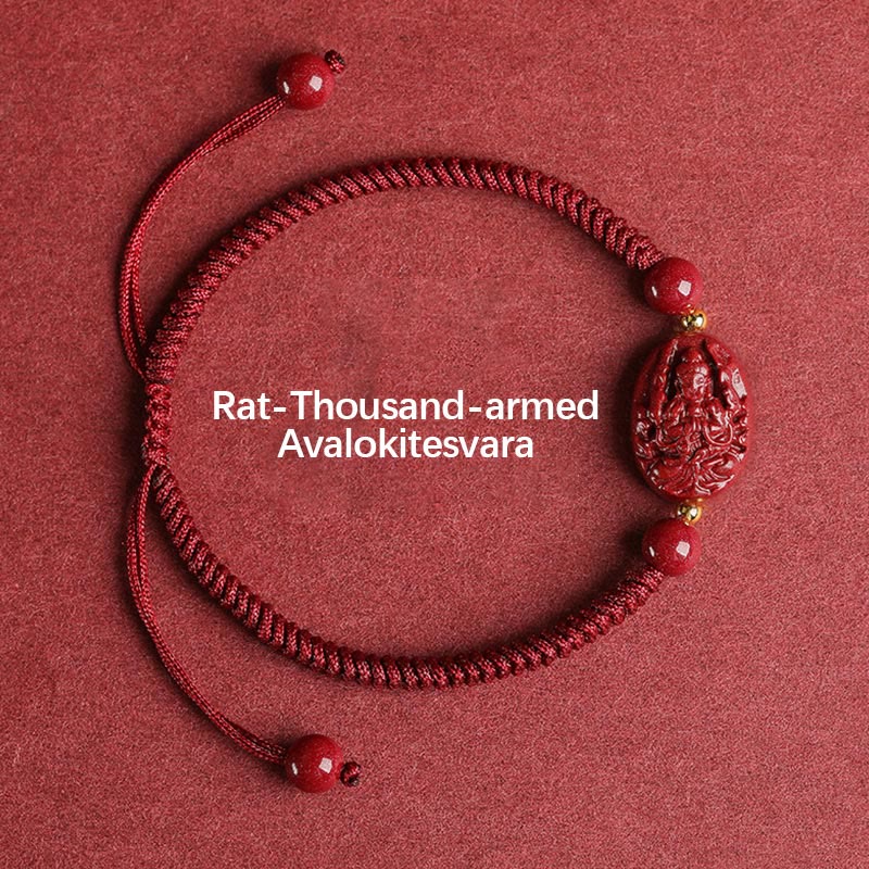 Chinese Zodiac Natal Buddha Cinnabar Keep Away Evil Spirits Rope Bracelet