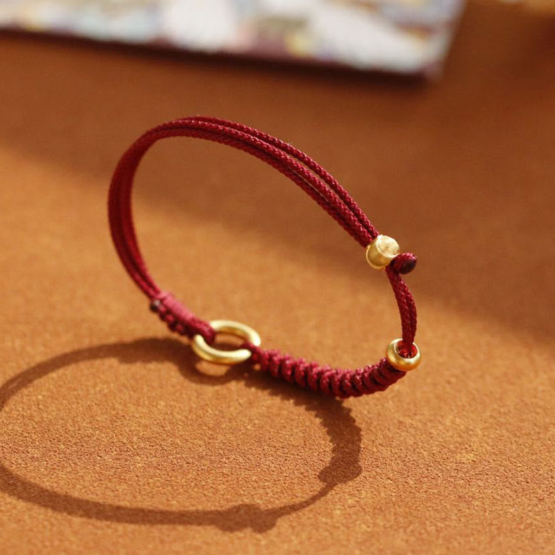 Alloy Peace Buckle Luck Red String Bracelet