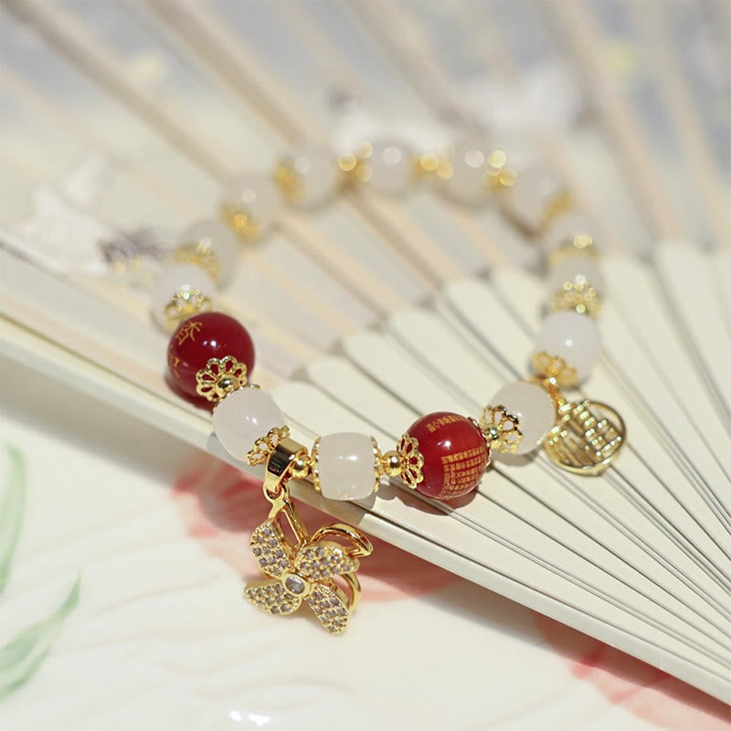 Windmill Chinese Lock Charm Fu Character Blessing Bracelet