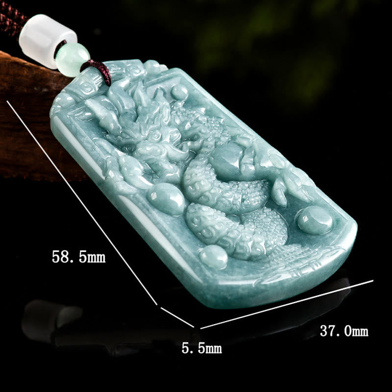 Year Of The Dragon Chinese Zodiac Dragon Travels The World Jade Strength Necklace Pendant
