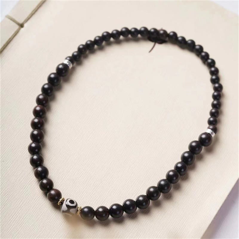 Tibet Ebony Wood Dzi Bead Balance Double Wrap Bracelet