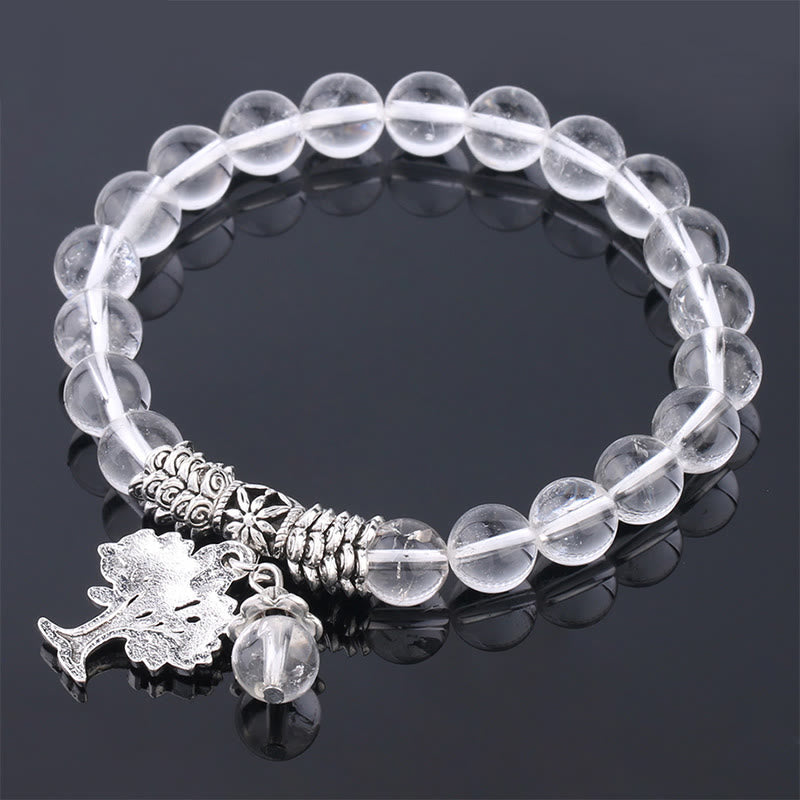 Natural Gemstone Tree of Life Lucky Charm Stretch Bracelet