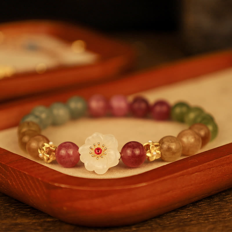 Colorful Tourmaline Jade Flowers Love Bracelet