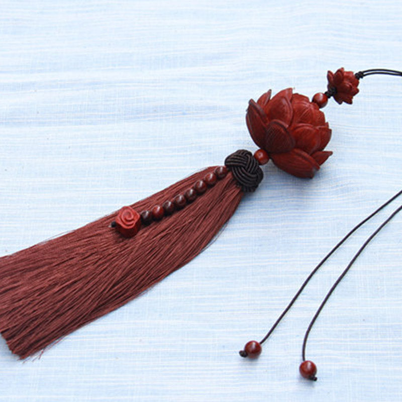 Tibetan Small Leaf Red Sandalwood Lotus Luck Protection Tassel Decoration (Extra 35% Off | USE CODE: FS35)
