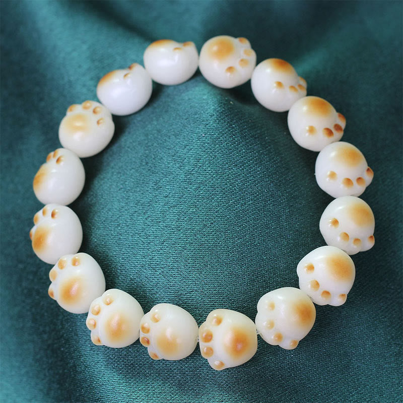 Cute Cat Paw Claw Bodhi Seed Peace Bracelet