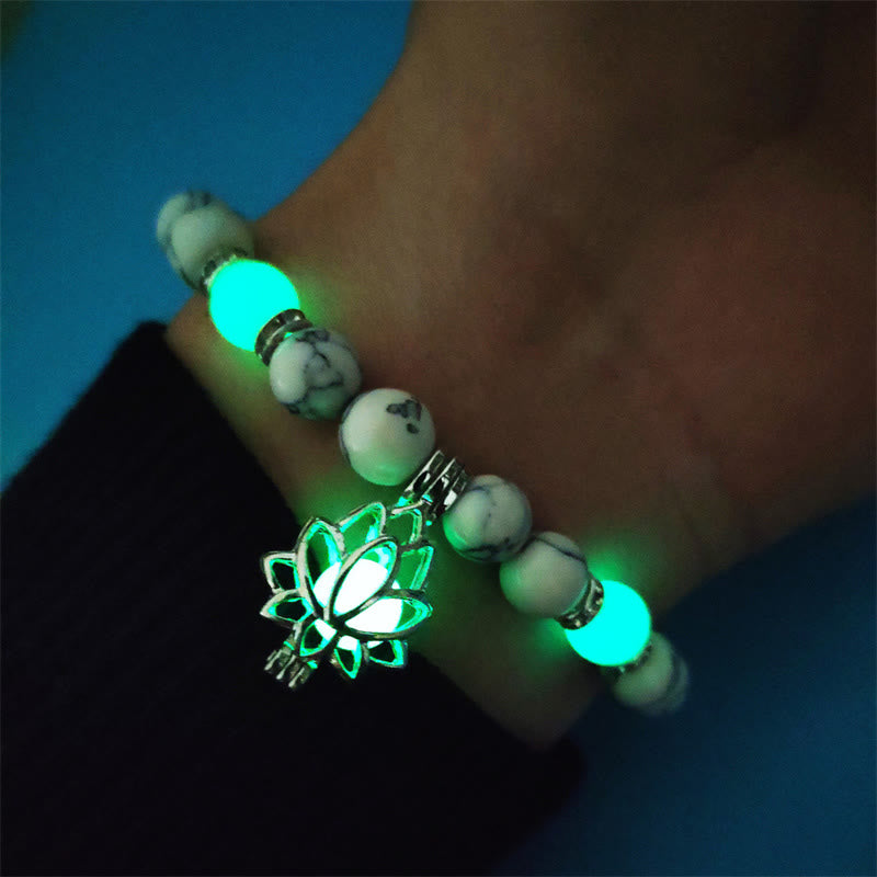 Tibetan Turquoise Glowstone Luminous Bead Lotus Protection Bracelet