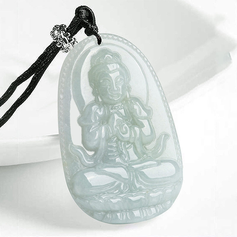 Chinese Zodiac Natal Buddha Jade Wealth Prosperity Necklace Pendant