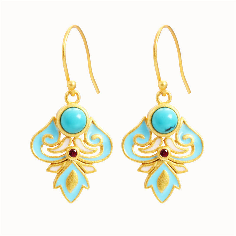Vibrant Enamel Turquoise and Copper Drop Earrings for Mindful Presence