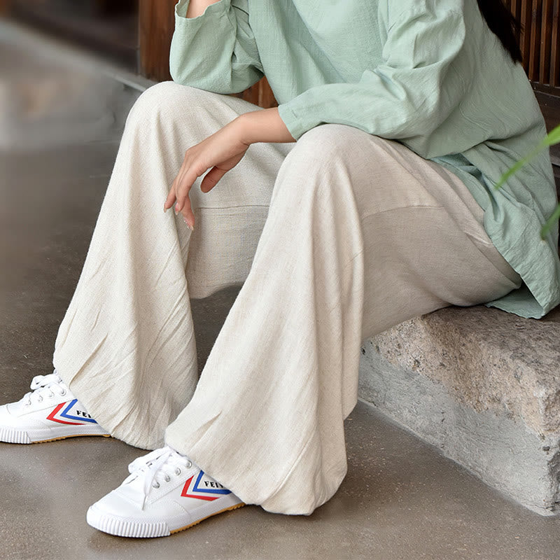 Tactile Breathable Linen Harem Pants for Mindful Meditation and Yoga