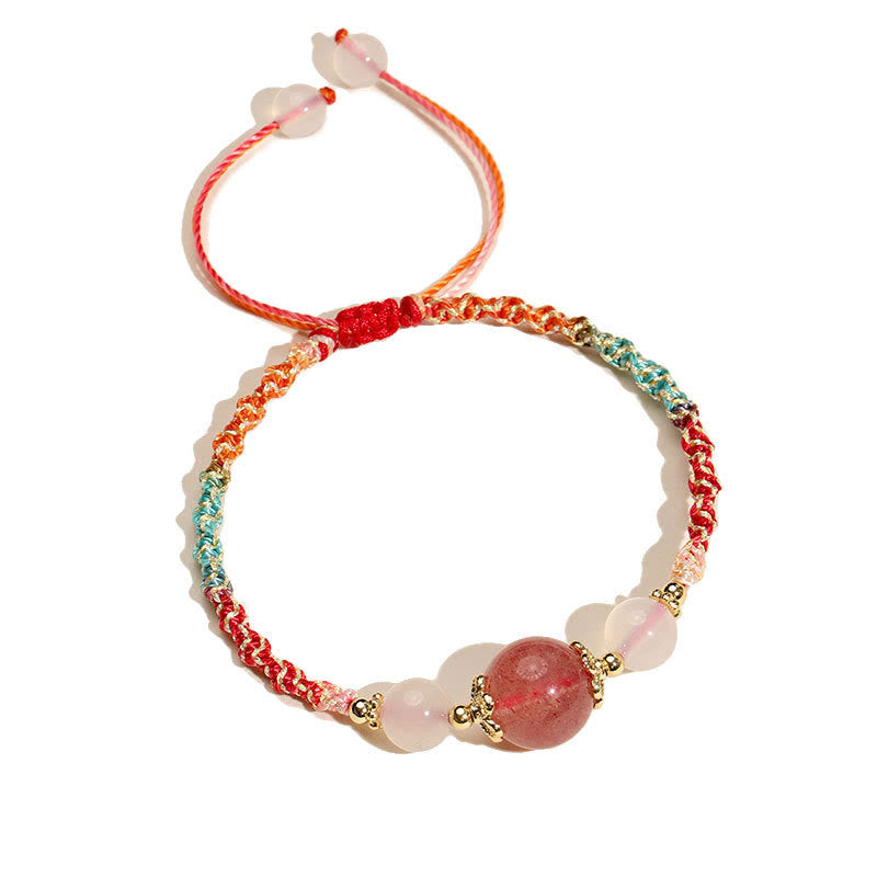 Hand-Woven White Agate & Copper Multi-Gemstone Beaded Rope Bracelet