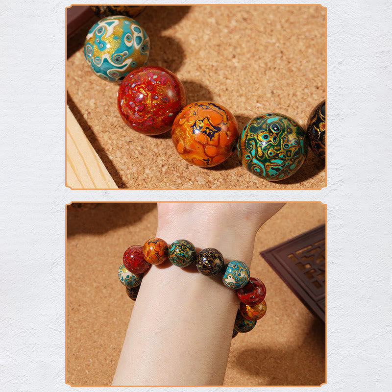 Natural Multicolored Lacquer Beads Calm Bracelet