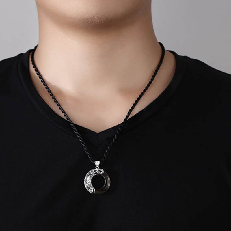 12 Constellations of the Zodiac Ice Obsidian Blessing Round Pendant Necklace