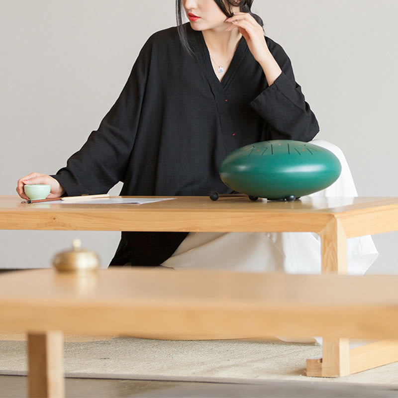 V-Neck Blouse Women Shirt Long Sleeve Top Chinese Hanfu Style Clothing