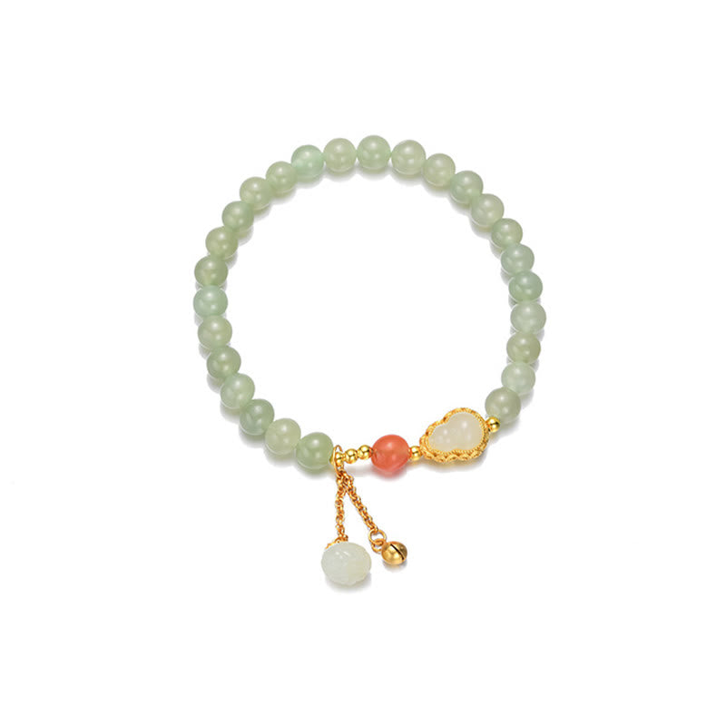 925 Sterling Silver Hetian Jade Lotus Gourd Bracelet