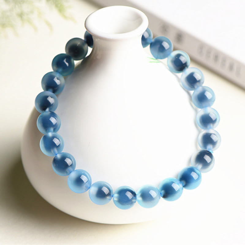 Natural Polished Candy Agate Round Bead Energy Bracelet
