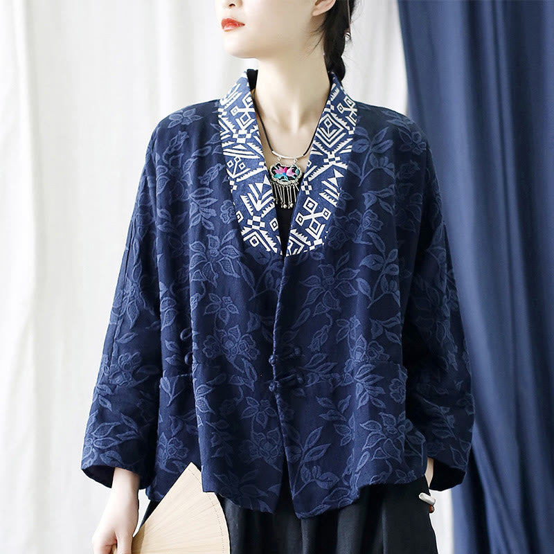 Cotton Jacquard V-Neck Mindful Meditation Jacket