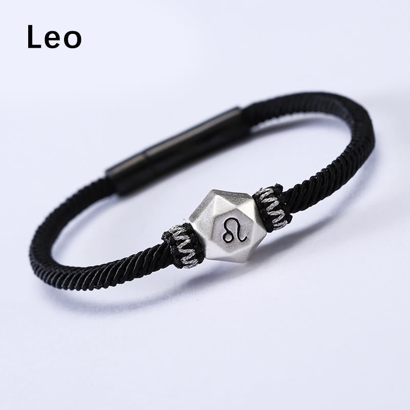 999 Sterling Silver 12 Constellations of the Zodiac Protection Handmade String Bracelet