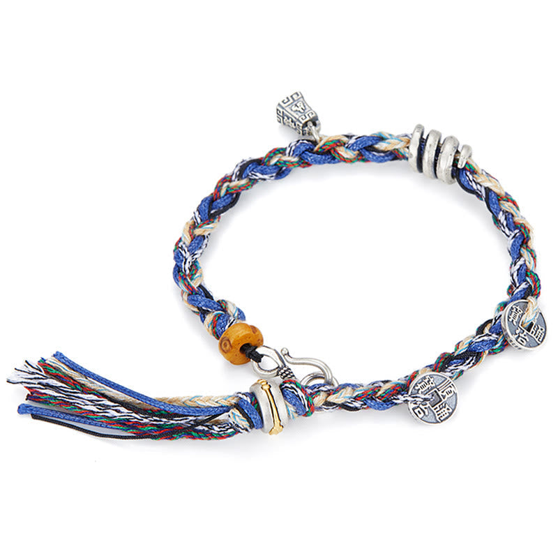 Handmade 925 Sterling Silver Gold Chinese Coin & Scales Charm Blessing Bracelet
