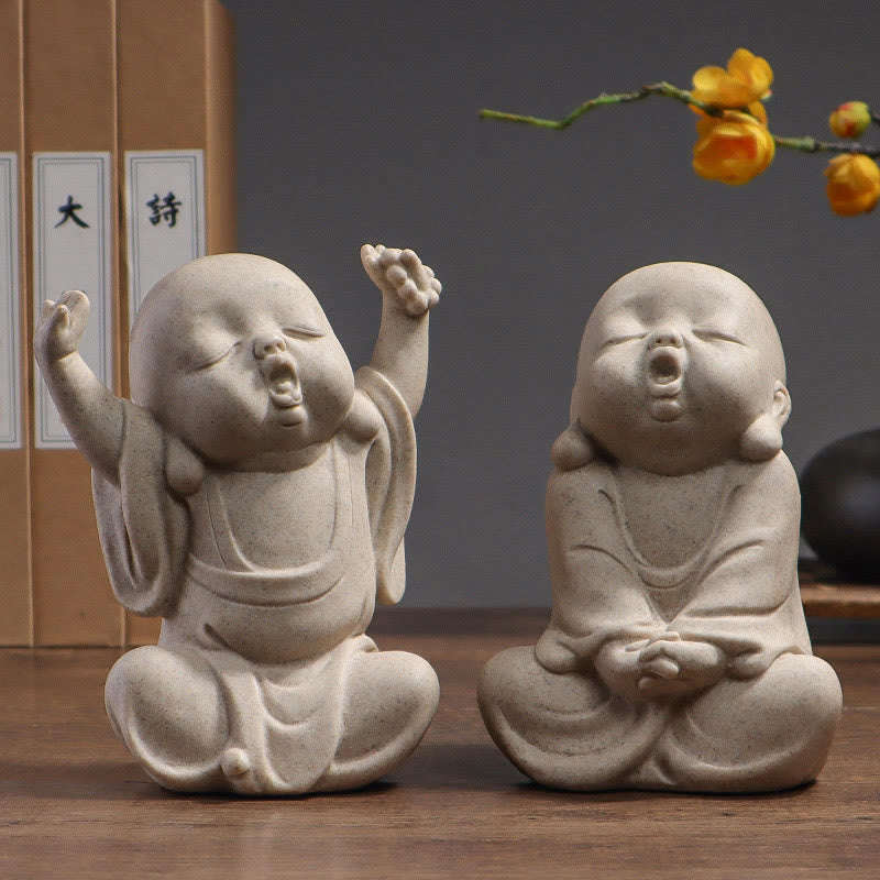 Tibetan Meditation Buddha Monk Blessing Serenity Resin Home Decoration