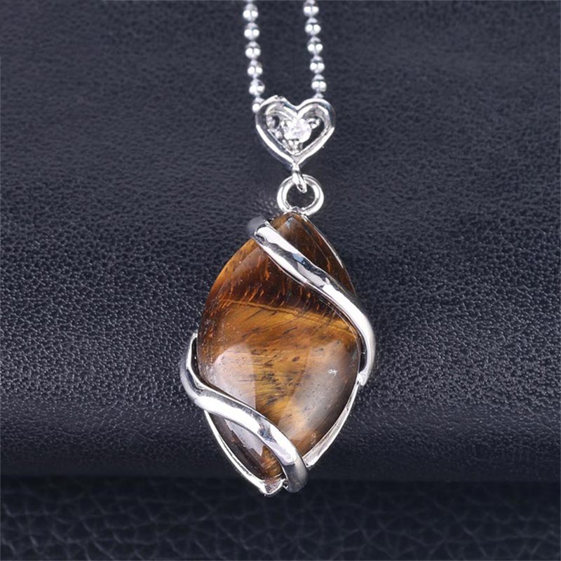 Marquise Pattern Natural Crystal Stone Charm Necklace Pendant (Extra 35% Off | USE CODE: FS35)