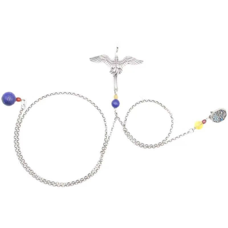 Vintage Crane Happiness Copper Brooch