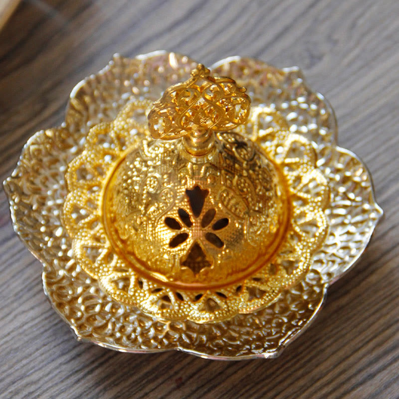 Leaf-Shaped Alloy Metal Mini Incense Burner & Ritual Coaster