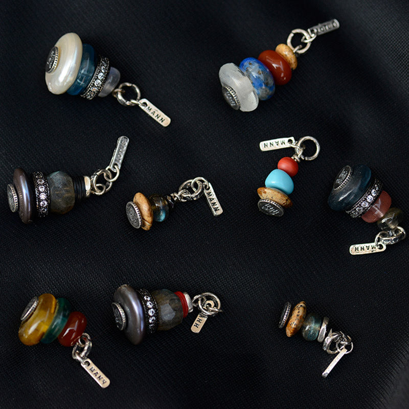 Zen Cairn Labradorite Various Crystals Calm Pendant Necklace