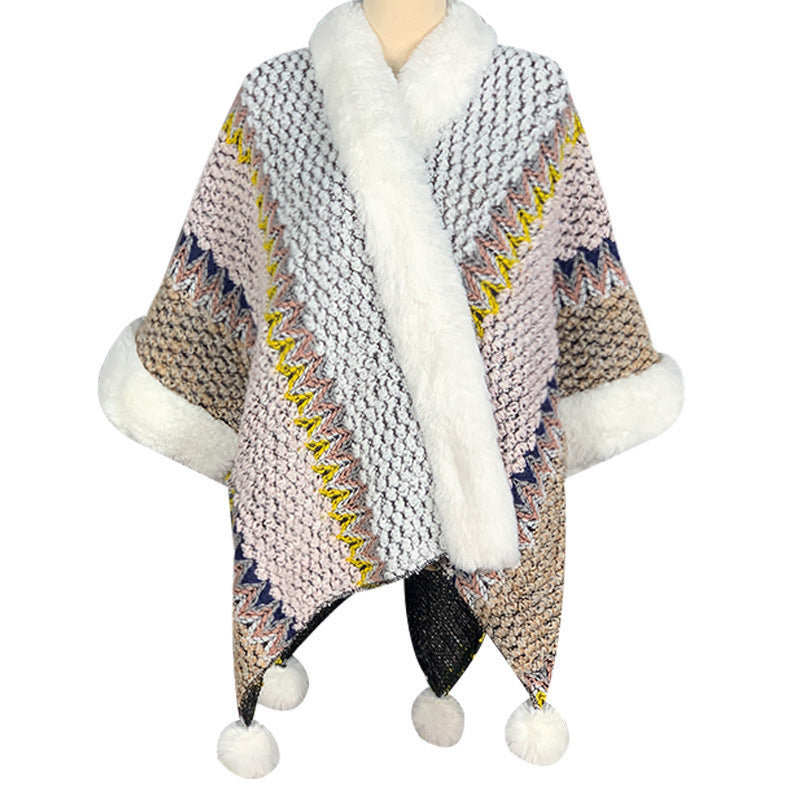 Tactile Striped Knitted Travel Meditation Tibetan Shawl