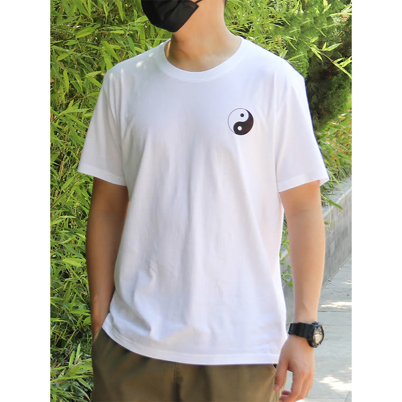Men's Summer Round Neck Short Sleeve Yin Yang Cotton T-Shirt